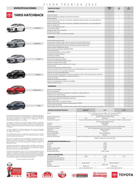 Catálogo Toyota en Santa Catarina (Nuevo León) | YARIS HB 23 | 4/8/2023 - 31/12/2023