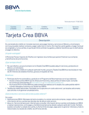 Catálogo BBVA Bancomer en Cuauhtémoc (CDMX) | Tarjeta Crea | 3/9/2023 - 31/12/2023