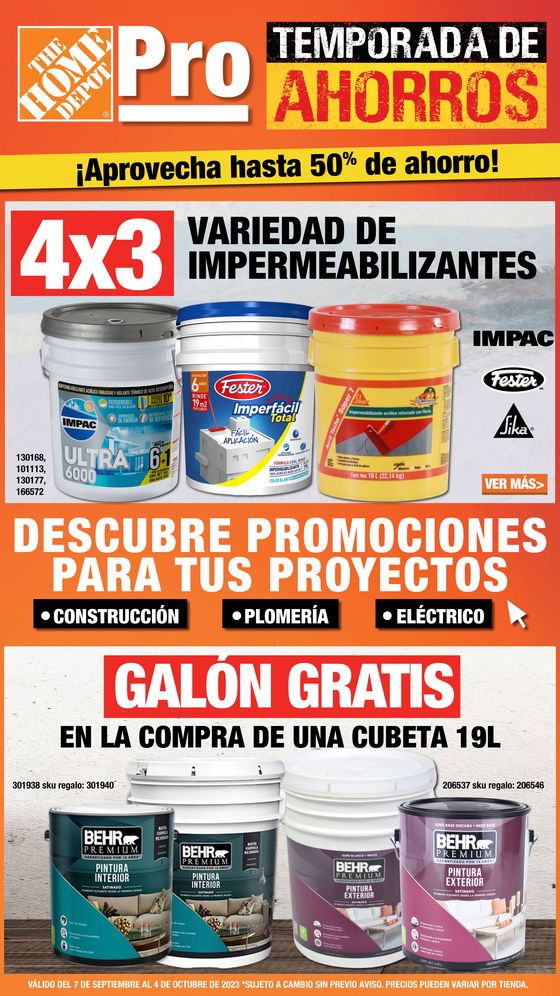 Catálogo The Home Depot en Villahermosa | Temporada de ahorros | 7/9/2023 - 4/10/2023