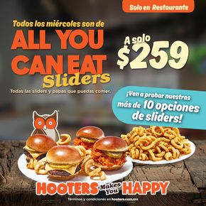 Ofertas de Restaurantes en Venustiano Carranza | Promociones Hooters de Hooters | 25/10/2023 - 31/12/2023