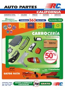 Ofertas de Autos en Venustiano Carranza | Boletín Noviembre de Refaccionaria California | 2/11/2023 - 30/11/2023