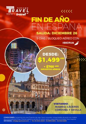 Ofertas de Viajes y Entretenimiento en Cuauhtémoc (CDMX) | Fin de año en España de Grupo Travel | 23/11/2023 - 26/12/2023