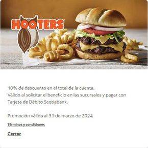 Catálogo Scotia Bank en Ciudad Obregón | 10% de descuento en Hooters con ScotiaBank | 5/1/2024 - 31/3/2024