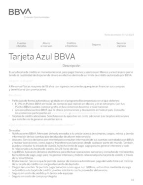 Ofertas de Bancos y Servicios en San Miguel Zinacantepec | Tarjeta Azul BBVA de BBVA Bancomer | 12/1/2024 - 28/4/2024