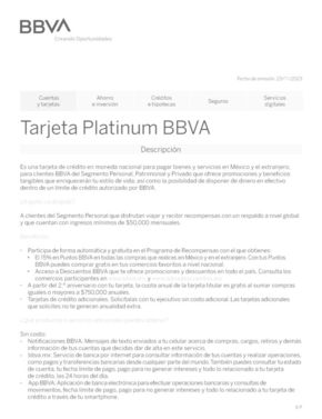 Ofertas de Bancos y Servicios en Cuautitlán | Tarjeta Platinum BBVA de BBVA Bancomer | 12/1/2024 - 28/4/2024