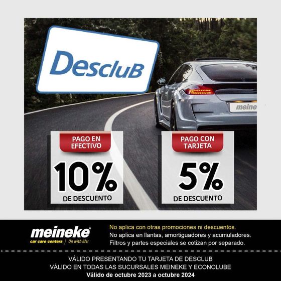 Catálogo Meineke en Cuauhtémoc (CDMX) | Descuentos Desclub | 18/1/2024 - 31/10/2024