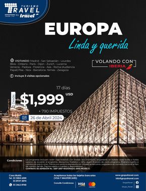 Ofertas de Viajes y Entretenimiento en Zapopan | Europa linda y querida de Grupo Travel | 18/1/2024 - 29/2/2024