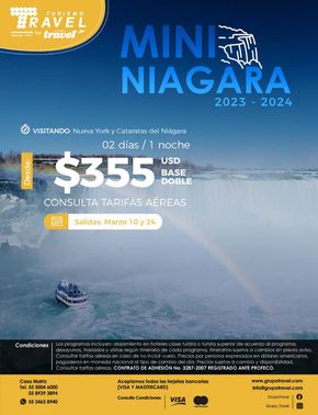 Ofertas de Viajes y Entretenimiento en Texcoco de Mora | Mini Niagara de Grupo Travel | 18/1/2024 - 31/3/2024