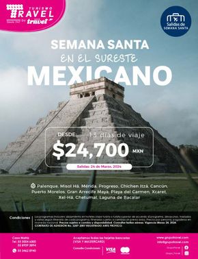 Ofertas de Viajes y Entretenimiento en Miguel Hidalgo | Semana santa en el sureste Mexicano de Grupo Travel | 18/1/2024 - 24/3/2024