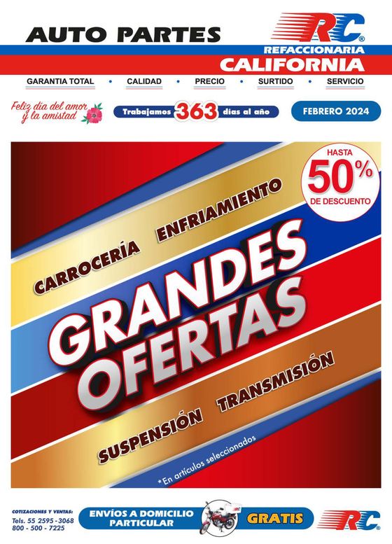 Catálogo Refaccionaria California en Heróica Puebla de Zaragoza | Grandes ofertas Febrero | 2/2/2024 - 29/2/2024