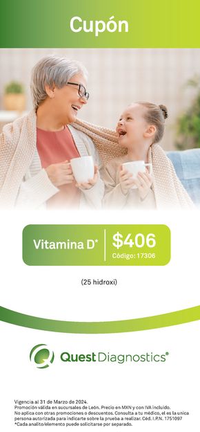 Ofertas de Farmacias y Salud en La Ermita | Cupón Vitamina D de Quest Diagnostics | 13/2/2024 - 31/3/2024