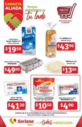 Ofertas de Supermercados en Puerto Vallarta | Canasta Aliada Híper de Soriana Híper | 20/2/2024 - 25/2/2024