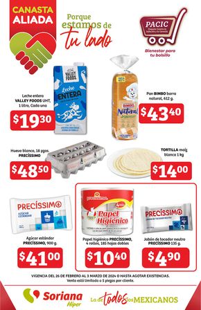 Ofertas de Supermercados en Coatzacoalcos | Canasta Aliada Híper de Soriana Híper | 27/2/2024 - 3/3/2024