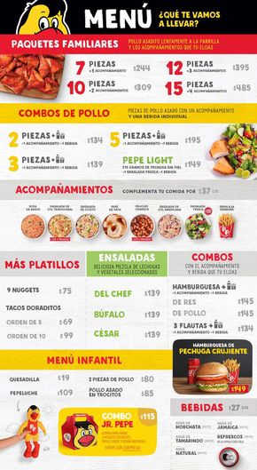 Ofertas de Restaurantes en Tepatitlán de Morelos | Menu El Pollo Pepe de El Pollo Pepe | 28/2/2024 - 31/3/2024