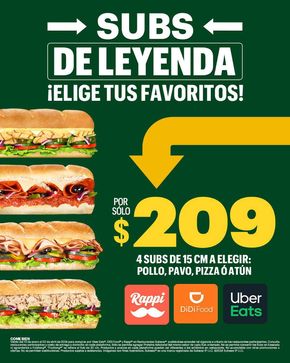 Ofertas de Restaurantes en Heróica Puebla de Zaragoza | Subs de leyenda de Subway | 28/2/2024 - 10/4/2024