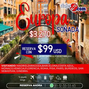 Ofertas de Viajes y Entretenimiento en Santa Catarina (Nuevo León) | Europa Soñada de Viajes Alto | 25/9/2024 - 12/10/2024