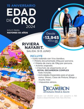 Ofertas de Viajes y Entretenimiento en San Pedro Garza García | Edad de Oro 2024 de Viajes Alto | 9/6/2024 - 13/6/2024