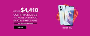 Catálogo AT&T en León | Honor X7A desde $4410 | 19/3/2024 - 31/3/2024