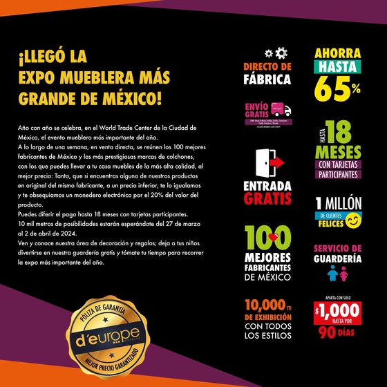 Catálogo D'Europe en Cuautitlán | Catálogo Expo Muebles D'europe | 28/3/2024 - 2/4/2024
