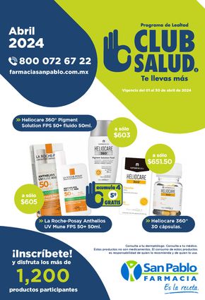 Catálogo Farmacia San Pablo en Gustavo A Madero | Club Salud Abril | 1/4/2024 - 30/4/2024