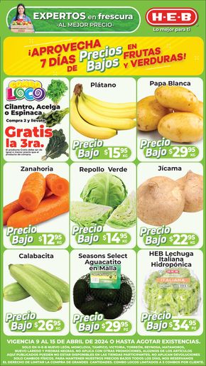 Catálogo HEB | Precios Bajos en Frutas y Verduras | 9/4/2024 - 15/4/2024