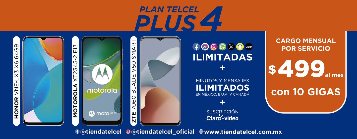 Catálogo Telcel en Heróica Puebla de Zaragoza | Plan Telcel Plus 4 | 9/4/2024 - 30/4/2024