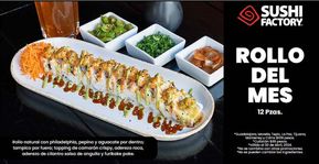Ofertas de Restaurantes en Culiacán Rosales | Rollo del mes de Sushi Factory | 9/4/2024 - 30/4/2024