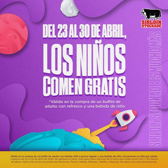 Catálogo Sirloin Stockade en Monterrey | Los niños comen gratis | 23/4/2024 - 30/4/2024