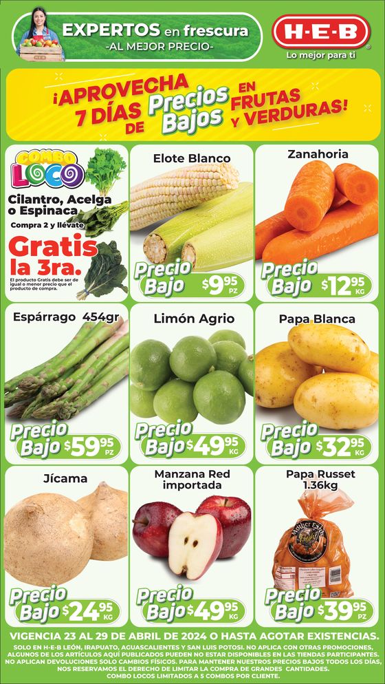 Catálogo HEB en Irapuato | Precios Bajos en Frutas y Verduras | 23/4/2024 - 29/4/2024