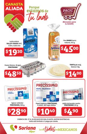 Ofertas de Supermercados en Chiautla | Canasta Aliada Híper de Soriana Híper | 20/5/2024 - 26/5/2024