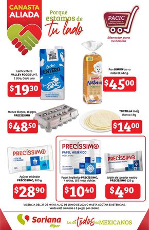 Ofertas de Supermercados en Tapachula de Córdova y Ordóñez | Canasta Aliada Híper de Soriana Híper | 28/5/2024 - 2/6/2024