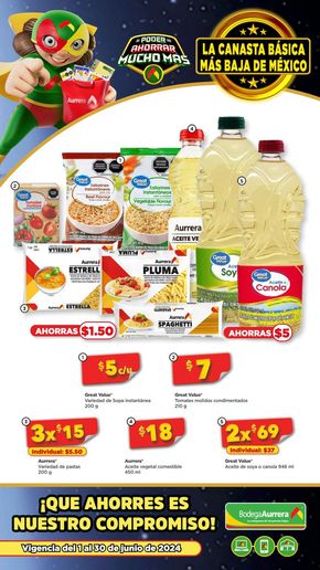 Ofertas de Supermercados en Nuevo Necaxa | La Canasta Básica más baja de Bodega Aurrera | 3/6/2024 - 30/6/2024