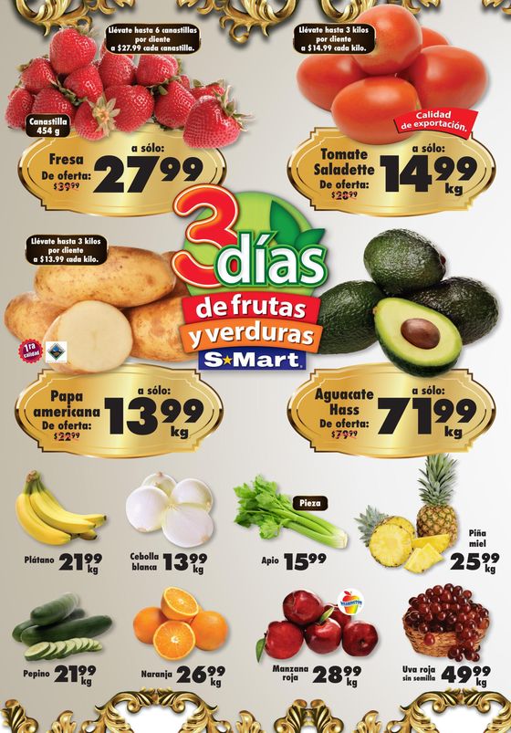 Catálogo S-Mart en Ciudad Juárez | 3 días de frutas y verduras | 5/6/2024 - 6/6/2024