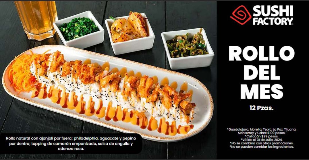 Catálogo Sushi Factory en Zapopan | Rollo del mes | 2/7/2024 - 31/7/2024