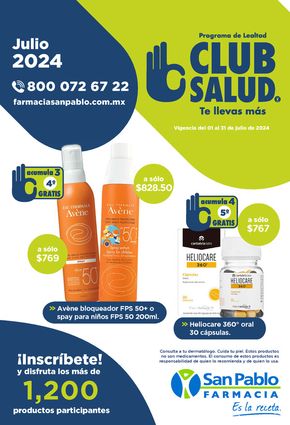 Catálogo Farmacia San Pablo en Ciudad de México | Club Salud Julio | 1/7/2024 - 31/7/2024
