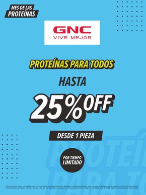 Ofertas de Farmacias y Salud en Gustavo A Madero | Proteínas para todos - hasta 25% off de GNC | 17/7/2024 - 31/7/2024