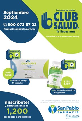 Catálogo Farmacia San Pablo | Club Salud Septiembre | 1/9/2024 - 30/9/2024