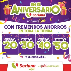 Ofertas de Supermercados en Molino Abajo | Folleto Aniversario Híper de Soriana Híper | 27/9/2024 - 9/10/2024