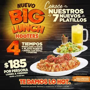 Ofertas de Restaurantes en Mexicali | Big Lunch de Hooters | 9/10/2024 - 31/12/2024