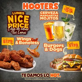 Ofertas de Restaurantes en Mexicali | Lunes de Nice Price de Hooters | 9/10/2024 - 31/12/2024