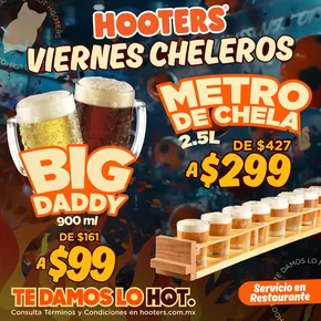 Ofertas de Restaurantes en Mexicali | Viernes Cheleros de Hooters | 9/10/2024 - 31/12/2024