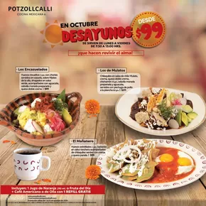 Catálogo Potzollcalli en Iztapalapa | Desayunos desde $99 | 9/10/2024 - 31/10/2024