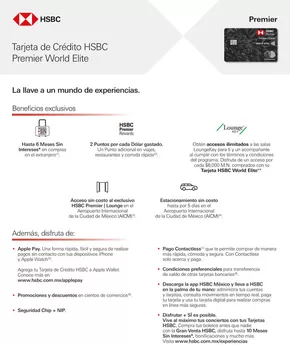 Ofertas de Bancos y Servicios en Ciudad Guadalupe Victoria | Folleto Tarjetas de Crédito World Elite de HSBC | 23/10/2024 - 9/1/2025