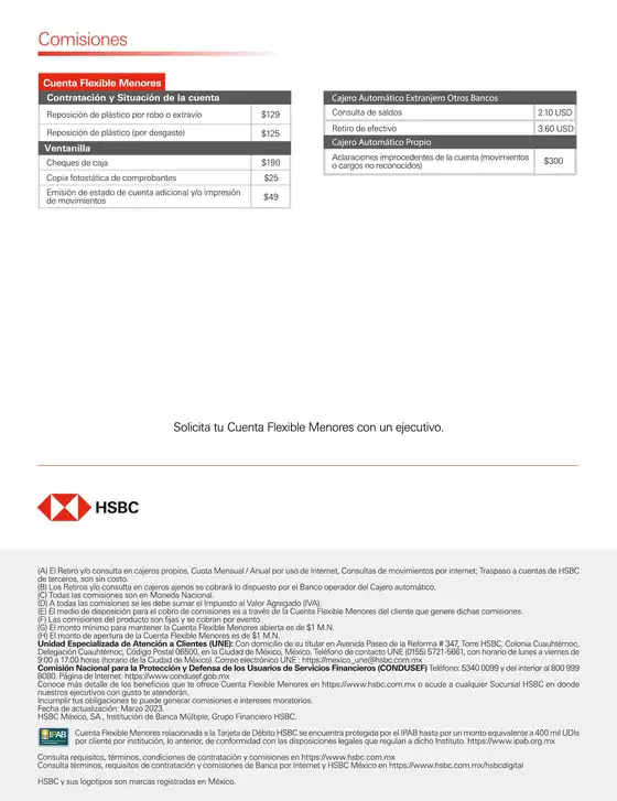 Catálogo HSBC en Copainalá | Cuenta Flexible Menores HSBC | 23/10/2024 - 30/3/2025