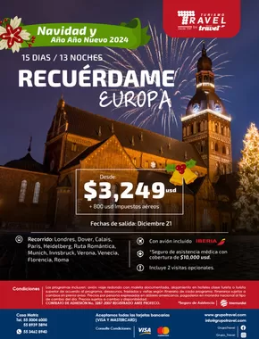 Ofertas de Viajes y Entretenimiento | Recuerdame Europa - Navidad de Grupo Travel | 1/11/2024 - 21/12/2024