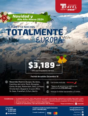 Ofertas de Viajes y Entretenimiento | Totalmente Europa - Navidad de Grupo Travel | 1/11/2024 - 18/12/2024