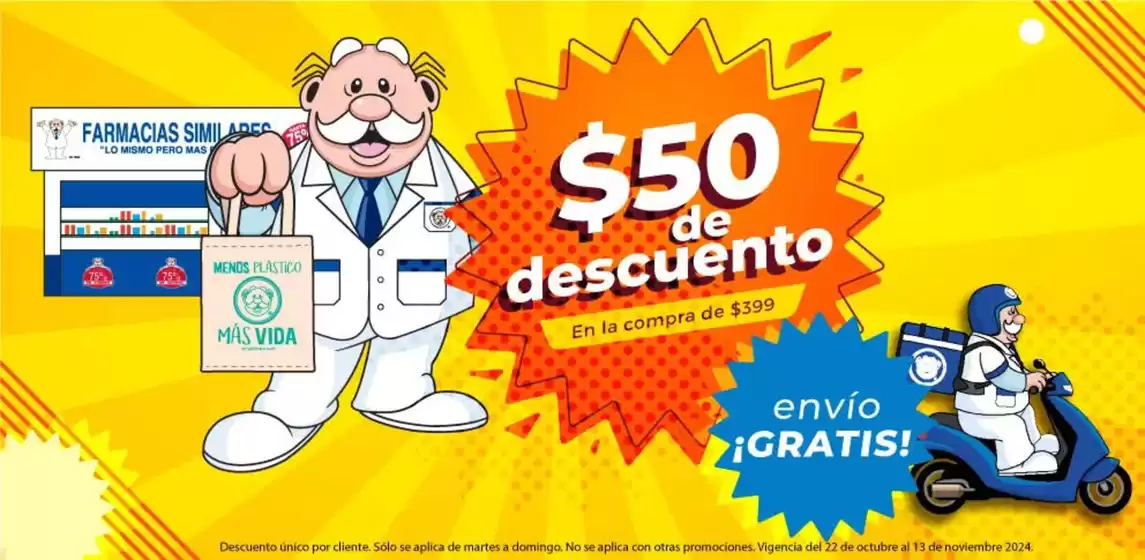 Catálogo Farmacias Similares en Almoloya de Juarez | $50 de Descuento | 4/11/2024 - 14/11/2024