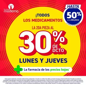 Ofertas de Farmacias y Salud en Concordia (Sinaloa) | 30% de descuento de Farmacias Moderna | 6/11/2024 - 30/11/2024