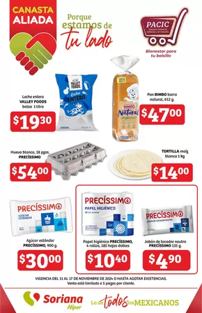 Ofertas de Supermercados en San Bartolo Morelos | Canasta Aliada Híper  de Soriana Híper | 12/11/2024 - 17/11/2024