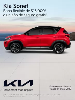 Ofertas de Marcas de Lujo en Puerto Escondido (Oaxaca) | KIA SONET  de Kia | 26/11/2024 - 30/11/2024